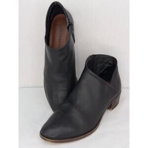 Lucky Brand Brekke Black Glove Kappa Leather Western Ankle Boots Side Zipper 8M